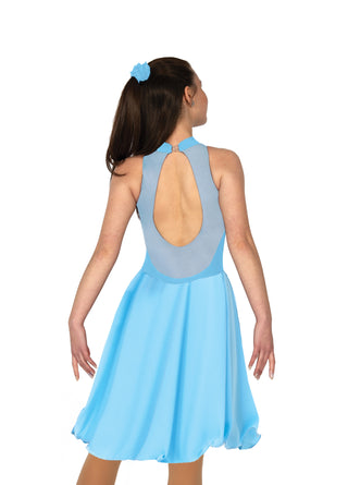 Solitaire Keyhole Dance Unbeaded Skating Dress - Crystal Blue