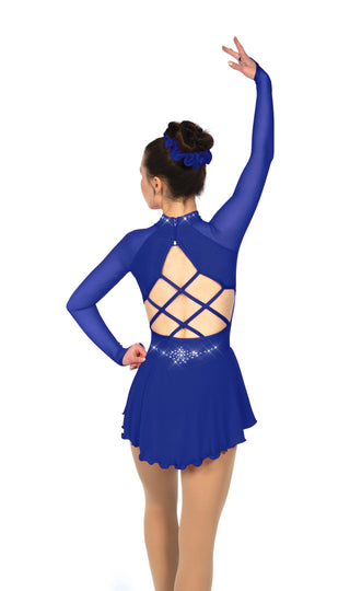 Solitaire Strappy Lightly Beaded Skating Dress - Navy